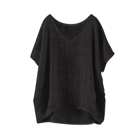 T-Shirts For Women Summer Short Sleeve Solid Casual Loose Linen Top Womens Tops
