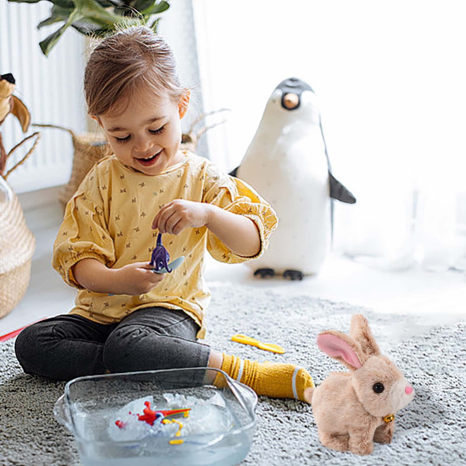 Realistic Easter Bunny Plush Toy, Moving Jumping Ears Stuffed Animal Robot Rabbit, Interactive Electric Pet for Kids, Lifelike Plushie, Easter Basket Stuffer, Birthday Gift, Graduation Presents