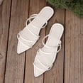 thumbnail image 6 of KIJBLAE Women's Pointed Toe Thin Strap Flat Sandals, Breathable Open Toe Lightweight Comfort Casual Summer Beach Slippers White 42, 6 of 9