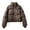 Brown, variant on Women's Short Loose High Collar Cotton Warm Jacket, Cozy and Comfortable, Ideal for Cool Weather, Casual Style with Soft Fabric for Everyday Use,Green M