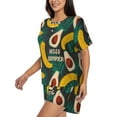 thumbnail image 2 of Kdxio Banana And Avocado Print Pajamas Sets for Women Short-Sleeved Pjs with Lounge Shorts Two Piece Sleepwear S-4XL, 2 of 5