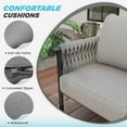 thumbnail image 4 of ECOPATIO Patio Furniture Set 3 Pieces, Modern Outdoor Furniture Sofa Bistro Sets with 6" Thickened Cushion, Metal Outdoor Couch Porch Pool Furniture(Grey), 4 of 10