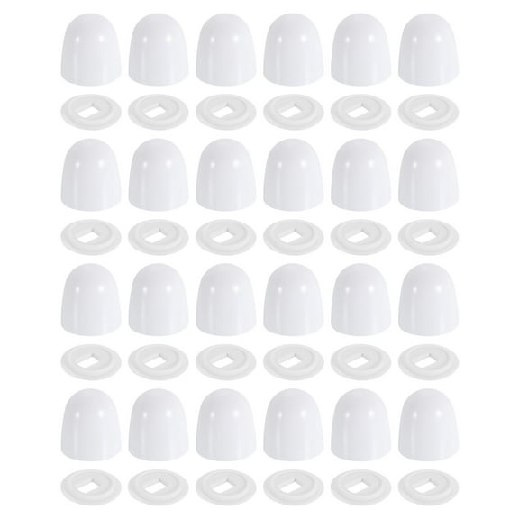 Uxcell 24Pcs Toilet Bolt Caps, 1.46" Plastic Push-On Toilet Seat Floor Bolts Caps, Universal Floor Bolts Caps with Washers, White