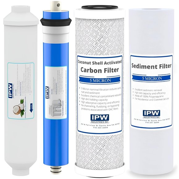 Kit de filtros de repuesto para ósmosis inversa para debajo del fregadero IPW Industries, universal, 4 etapas