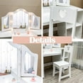 thumbnail image 4 of Princess Vanity Table and Chair Set for Girls with Tri-Folding Mirror, Touch Light Vanity Desk with 4 Storage Shelves & High Back Chair, Convertible to Writing Desk,Gift for Girls ﻿, 4 of 6