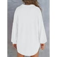 thumbnail image 3 of Women Waffle Knit Tops Henley Shirts Long Sleeve V Neck Solid Color Casual Tunic White XXL, 3 of 5