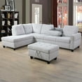 thumbnail image 4 of PonLiving Sectional Sofa, 97.5" Grey White Flannel 2 Piece Living Room Linen Couch , Cup Holder, Left Facing Chaise, 4 of 7