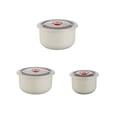 thumbnail image 2 of Fridja Food Storage Containers Set with Lids, 3 Size Reusable Stackable Snack Containers, Round Salad Fruits Meal Prep Container, Dishwasher, Microwave Box Bento (Beige), 2 of 5