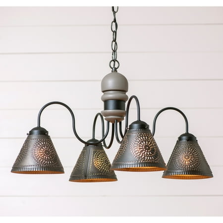 

Irvins Country Tinware Cambridge Chandelier in Earl Gray - 4 Light