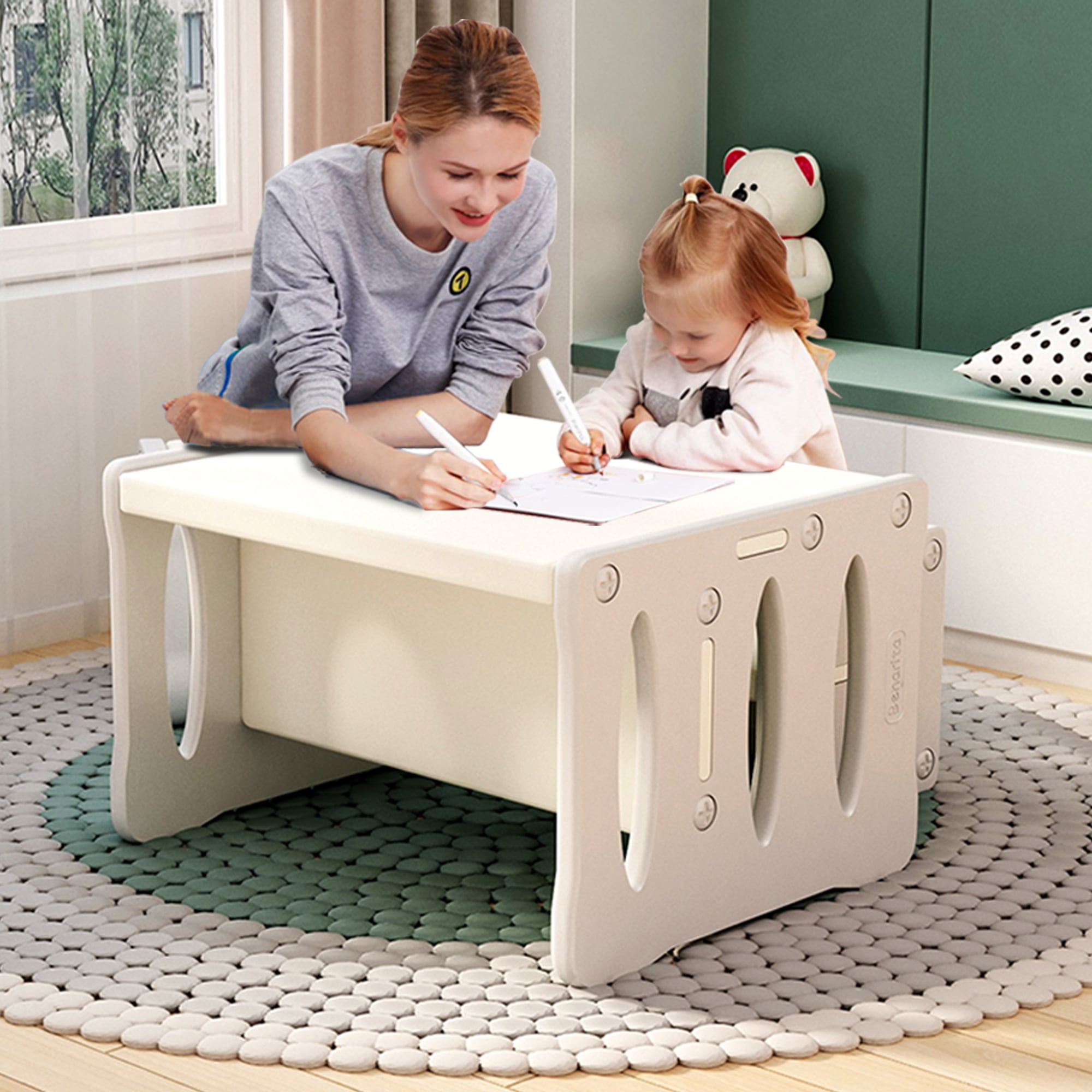 Kid's Drawing Table and Chair Set Gray – BanaSuper