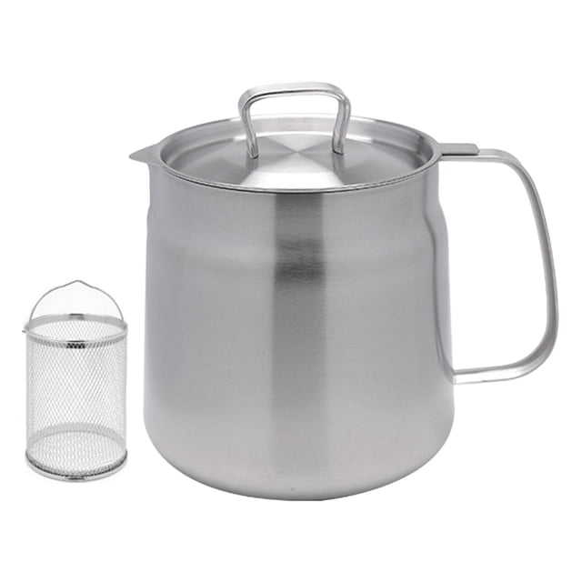 veasfak Bacon Container Can Multi Functional No Drip Household Food Oil Container 1.5L with basket