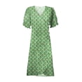 thumbnail image 4 of zanvin Robe Femme, Robe d'Été Imprimée Ourlet Irrégulier Col en V Manches Courtes Boutonnée, Vert, TG, 4 of 5