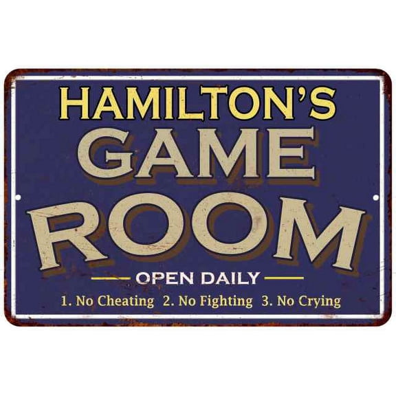 HAMILTON'S Blue Game Room Sign Metal Wall Decor 8x12 208120002182