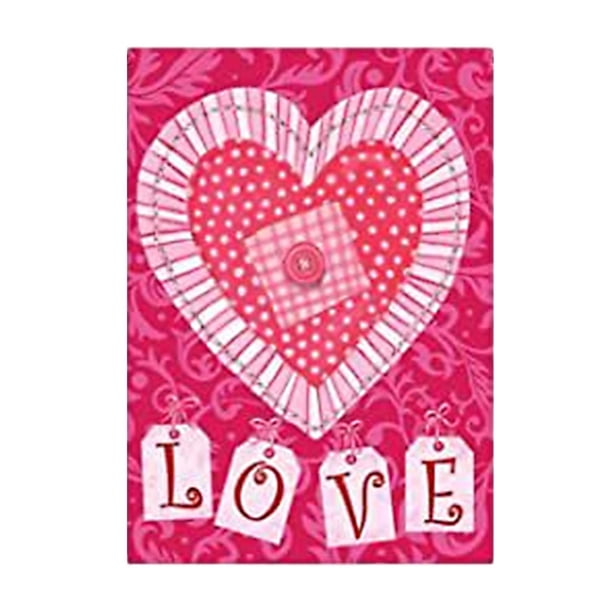 Bandera colgante para el Día de San Valentín con estampado de corazones y banderas verticales para jardín Estilo H