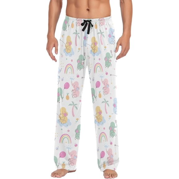 GZHJMY Elephant Men's Pajama Pants, Soft and Comfortable Lounge Sleep Bottoms with Pockets, Men's Sleepwear with Custom Print, XX-Large