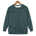 thumbnail image 5 of Women's Star Print No Hood Sweatshirt, Soft Breathable Polyester Long Sleeve Pullover Top with Comfort Fit for Casual Daily Wear, Winter Season, Street Fashion and Outdoor Activities Light Green XL, 5 of 10