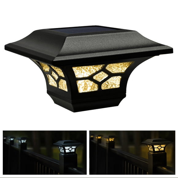 Classy Caps SLZ223B Kingston Black Dual Lighted Solar Post Cap (2 PACK)