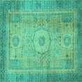 thumbnail image 1 of Ahgly Company Indoor Square Abstract Turquoise Blue Modern Area Rugs, 6' Square, 1 of 4