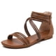 thumbnail image 3 of Sandalias planas romanas de verano con puntera abierta sandalias de playa con tiras zapatos para caminar para mujer, 3 of 9