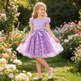 thumbnail image 2 of RTKFRFLM Girls Ruched Dress Summer Flutter Sleeve 3D Butterfly Details Smocked Bodice Cotton A-Line Sundress Kids 3-7Y, 2 of 9
