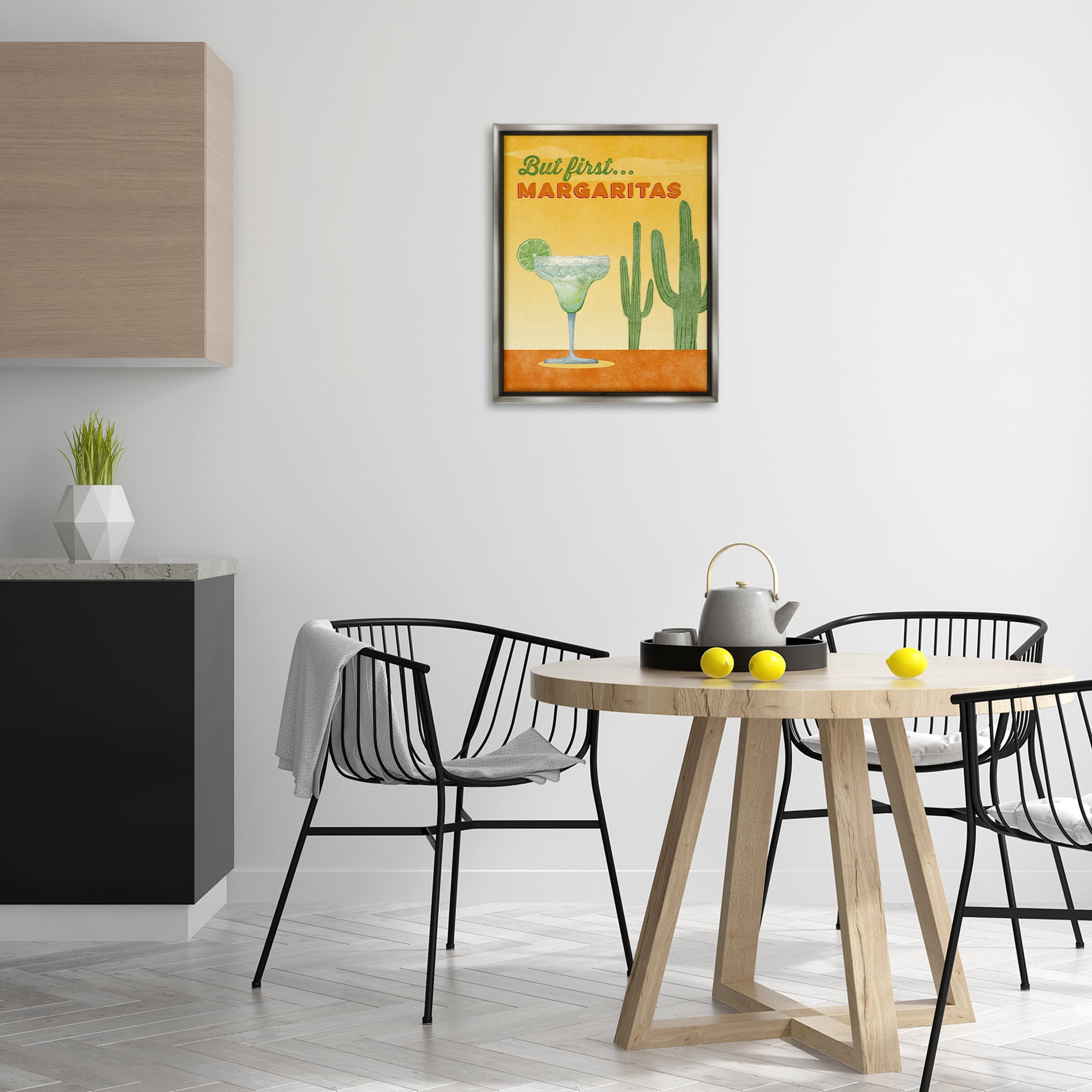 Stupell Industries Margarita & Desert Cactus Food & Beverage Painting Gray Floater Framed Canvas Art Print Wall Art, 17 x 21