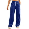 thumbnail image 1 of Women's Solid Slant Pocket Wide Leg Sweatpants - High - Waisted Yoga Pants with Pockets, Comfortable Polyester, for Workout and Daily, Multiple Sizes, 1 of 6