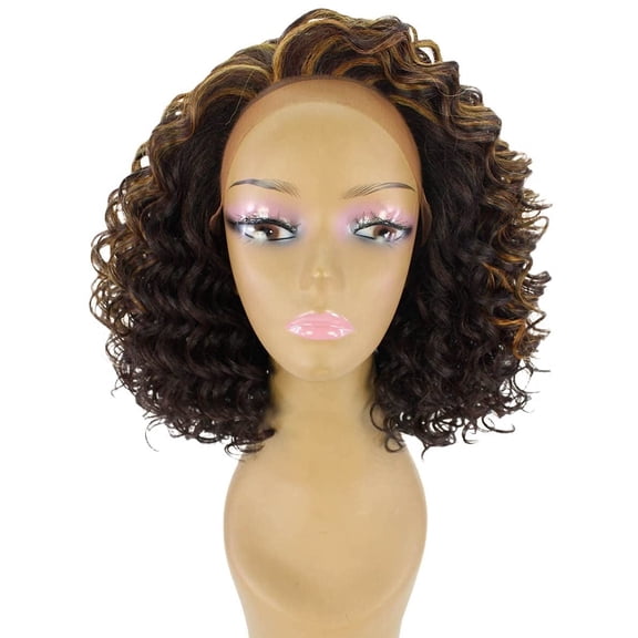 LUXLUXE Idia Curly 13 inch 4X4 Hand-Tied Lace Front Wig, 20 Colors(#BX232-Caramel Brown Blend)