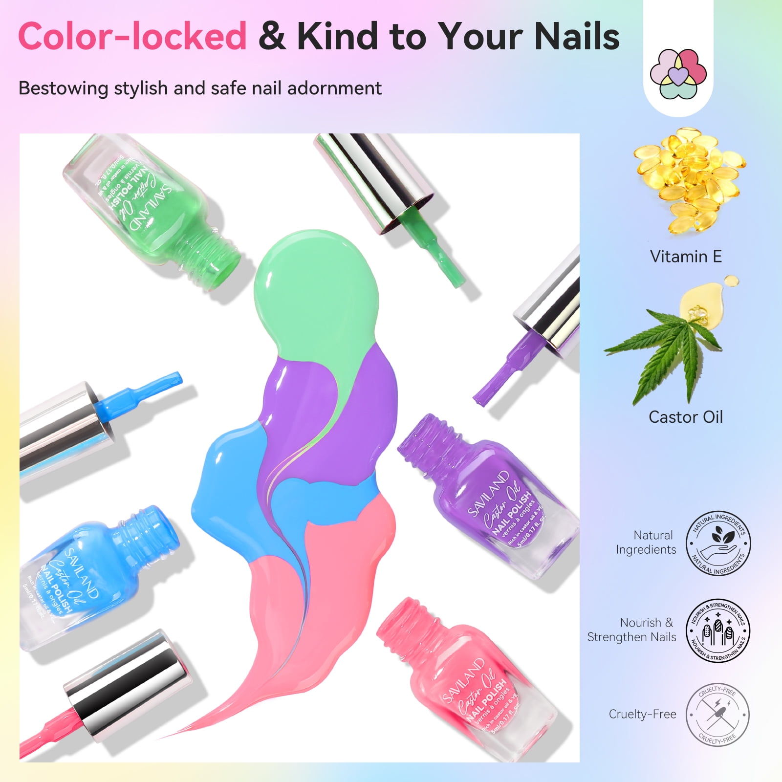 SAVILAND Color Artistry Nail Polish Set: Ultra Quick Dry Regular Nail Polish Kit 20+3 Colors Spring Summer Fingernail Polish Base Glossy & Matte Top Coat