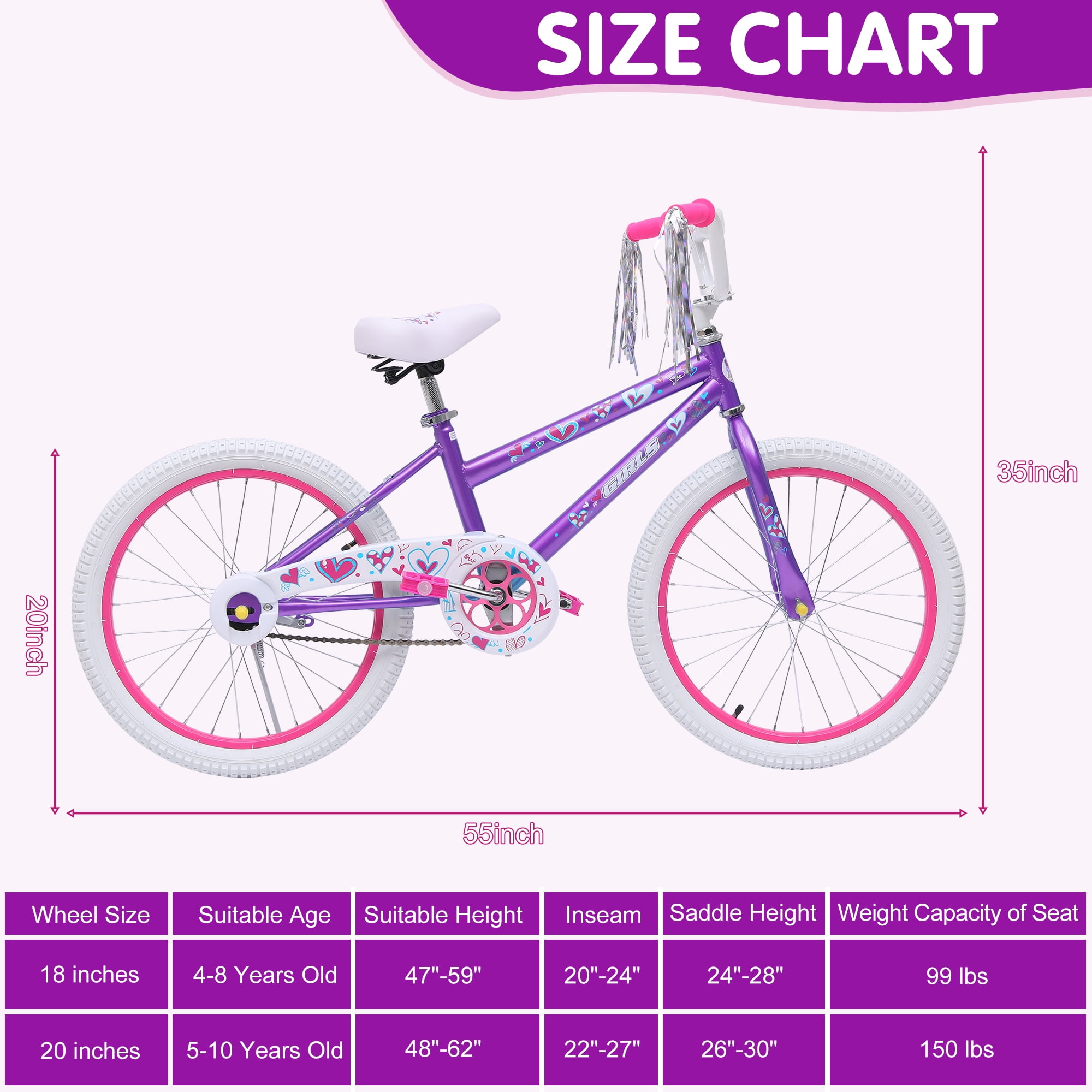 SUGIFT 20 in. Kids Bike Child Bicycle for Girls Age 7-14 Years