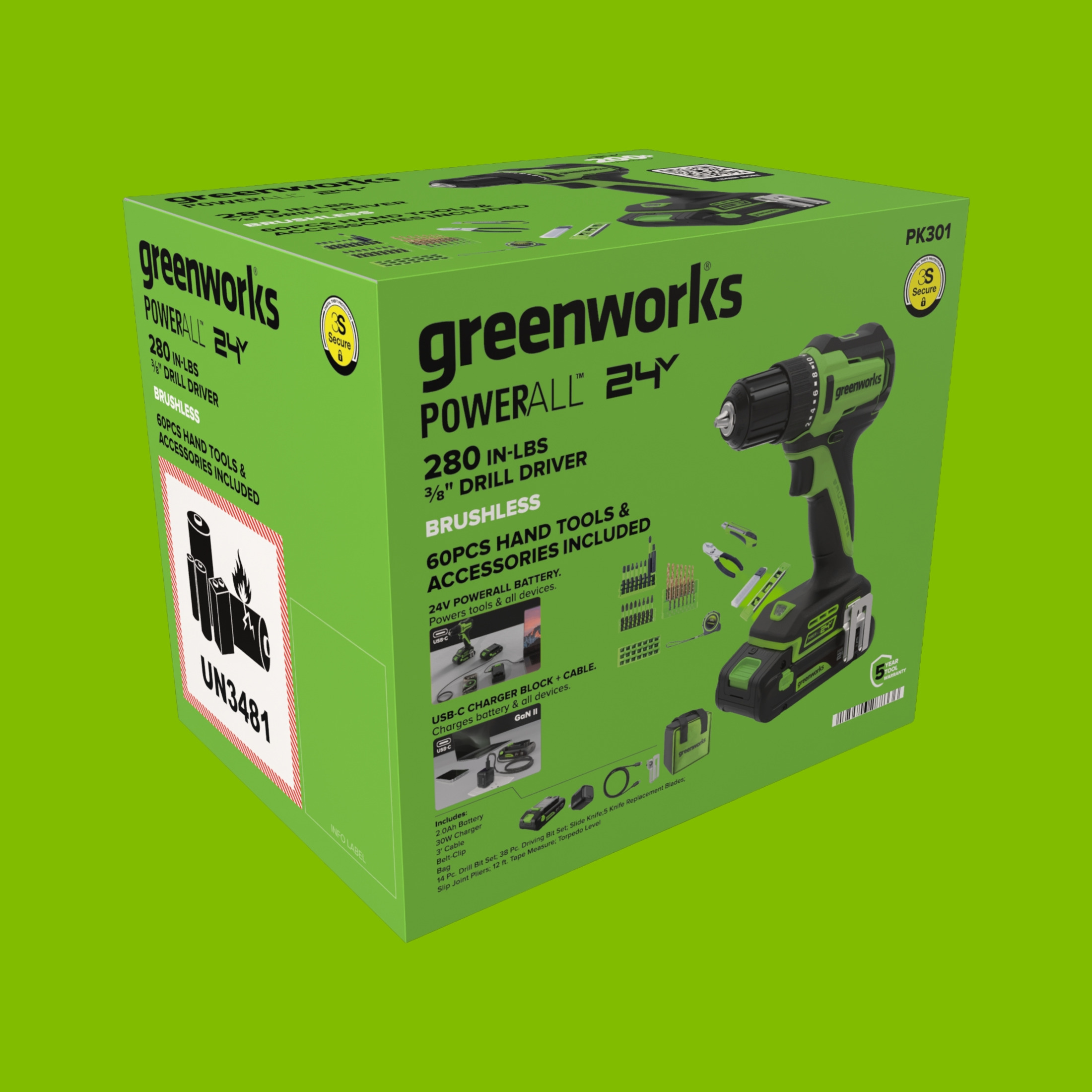 Greenworks PowerAll 24V Drill with 60-Piece Accessory Kit photo 8