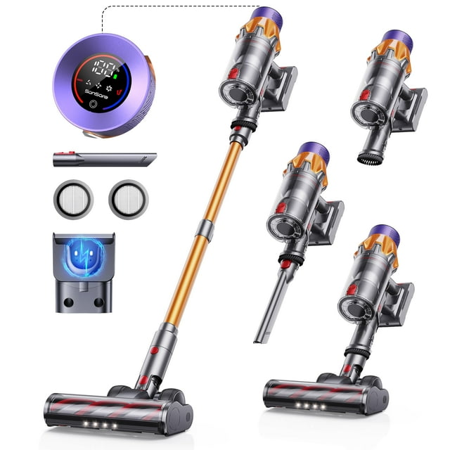 Aspiradora inalámbrica, 550 W, 45 KPA, 60 Minutos, sin Cable, con visualización táctil, Carga de Montaje en Pared, autónomo, aspiradoras de Mano para el hogar, Pelo de Mascotas, alfombras, Suelos