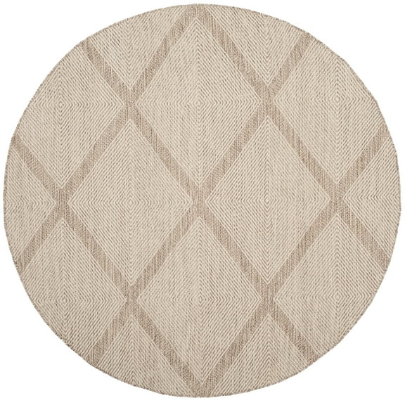 SAFAVIEH Montauk Bailey Geometric Cotton Area Rug, Beige, 4' x 4' Round