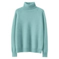 thumbnail image 4 of Turtleneck Sweater Women Long Sleeve Mock Neck Sweater Warm Fall Winter Chunky Knit Pullover 2025 Turquoise M, 4 of 4