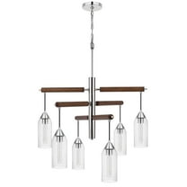 Cal Lighting Massilon 6-Light Metal Chandelier with Glass Shade in Chrome