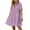 Purple, variant on JSheng Womens Casual Shirt Dress Button Loose Turndown Collar Short Sleeve Solid Color Pleat Shirt Dresses Beige M