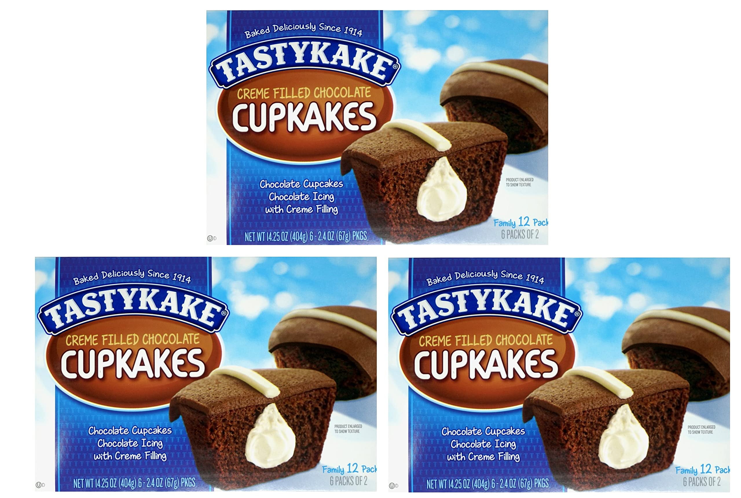Tastykake Chocolate Cream Filled Iced Cupkakes Family Pack and 1 Door2Door Connection Pen - (Chocolate Cream Filled Iced , 3 Boxes)
