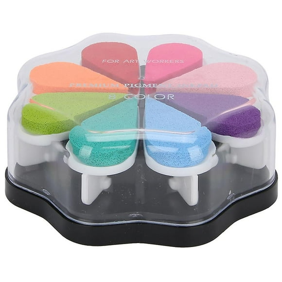 Tampon encreur Petal Inkpad 8 couleurs à base d'eau pour tampons à main, pour papier ordinaire (1015 Happy Time)