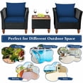 thumbnail image 2 of Resenkos 3 Pieces Outdoor Patio Rattan Furniture Set with Coffee Table and Cushions-Blue, 2 of 8