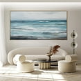 thumbnail image 3 of Large Sky and Sea Oil Painting Blue Sea Abstract Painting White Waves Textured Painting Coastal Ocean Canvas Painting Living Room Wall Art,Unstretched,Frameless,(81*162cm)32*64Inches, 3 of 5