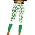 thumbnail image 3 of lcziwo Lightning Sales of Today Prime, St Patricks Day Leggings for Women High Waisted Tummy Control Workout Leggings Funny Shamrock Leaves Print Irish Green Soft Yoga Pants Green L, 3 of 8