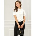 thumbnail image 4 of Camisa de Oficina Elegante Allegra K Con Mangas Abullonadas y Cuello Alto Para Mujer Blanco M, 4 of 6