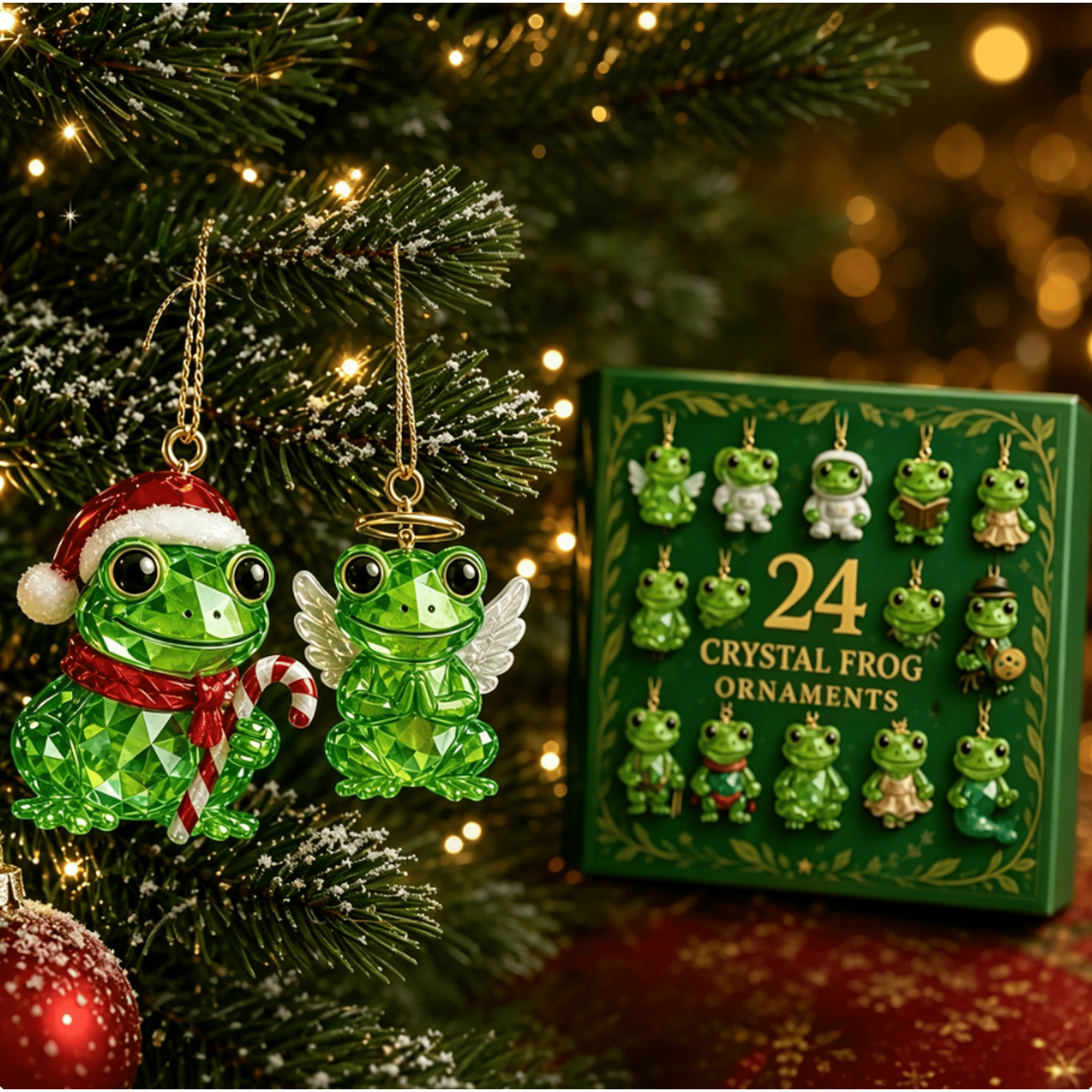 24 Froggy Surprises for the Ultimate Frog Lover – 2026 Frog Advent Calendar with 24 Acrylic Ornaments Christmas Countdown Tree Decor Gift for Frog Collectors