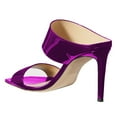 thumbnail image 3 of YDN Women Simple Stiletto Thin High Heel Slide Sandals Square Open Toe Slip On Mules Office Ladies Dress Sexy Shoes Size 8.5 Purple, 3 of 4