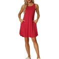 thumbnail image 2 of INSPIRE CHIC Women's Nightgown Sleeveless Tank Dress Casual Nightshirt with Pockets S Red, 2 of 6