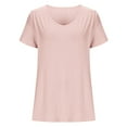 thumbnail image 4 of JGGSPWM Short Sleeve V Neck Casual T Shirts Tunics Loose Comfy Lightweight Blouse Tee for Women Summer Tops Pink M, 4 of 6