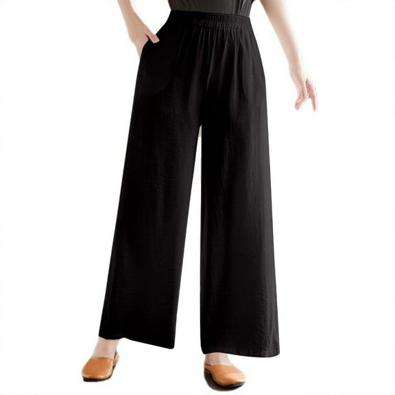 Zuesphe Womens Pants Elastic Waist Petite Short Length Petite Capris for Short Women Wide Leg Pants Women Casual Womens Cargo Pants with Pockets Cotton