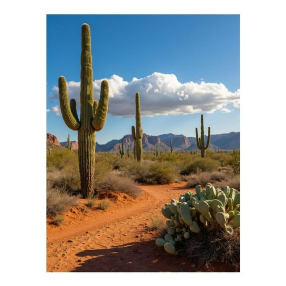 Diamond Art Kit for Adults, Desert Cactus Under Blue Sky Diamond Painting for Adults Beginners, DIY Diamond Art Painting Kits, 5D Diamond Painting Crafts for Home Decor 12x16 Frameless