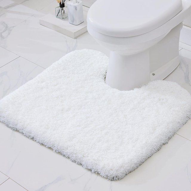 Alfombra de baño Disolla, blanca, antideslizante y esponjosa, lavable, 56 x 61 cm