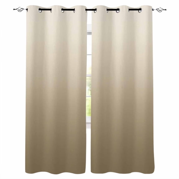 Brown Beige Blackout Curtains 63 Inches Long, Gradient Monochrome Modern Country Thermal Insulated Black Out Curtains, Darkening Window Curtain Drapes for Bedroom Living Room 52"x63" 2 Panels