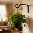 thumbnail image 4 of Hanging Plant Bracket Metal Hook Black | Heavy Duty Wall Mounted Hanger for Flower Basket, Bird Feeder, Wind Chimes, Planter | Indoor Outdoor Garden Decor 10.2" Holds 48 lbs, 4 of 7